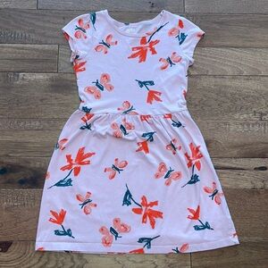 Carters Kid Girls Short-Sleeve Dress - Pink - Flowers - Butterflies - Size 8 |8A